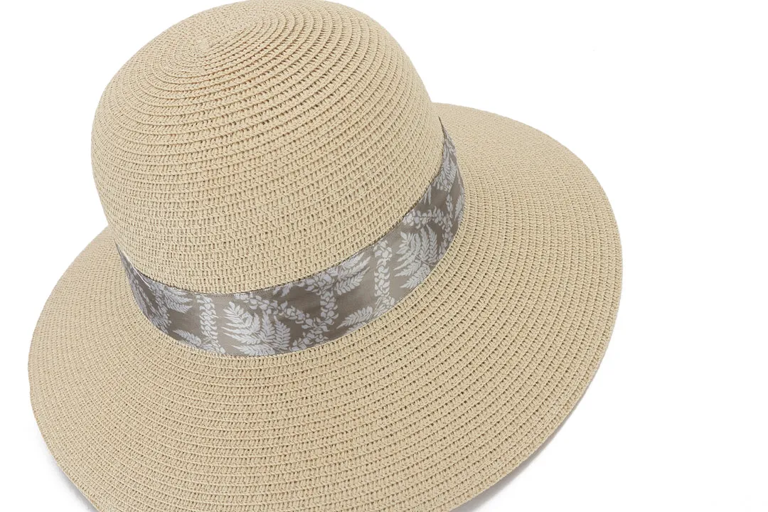 Hat Orchid Beige Fern Lei Brown