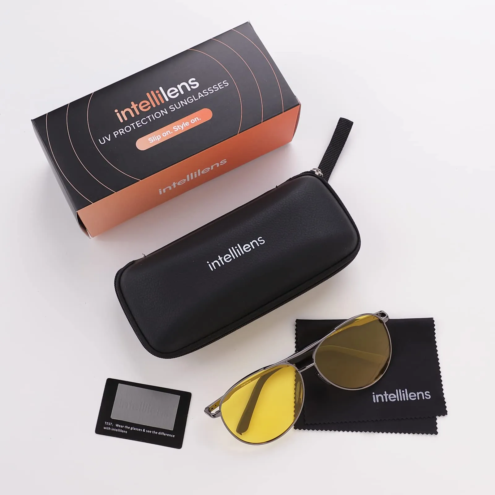 Intellilens | Branded Latest and Stylish Sunglasses | Polarized and 100% UV Protected | Light Weight, Durable, Premium Looks | Men | Yellow Lenses | Aviator | Medium