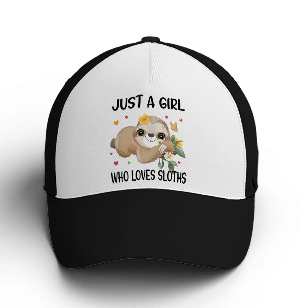 Just A Girl Loves Sloths Floral Baseball Cap Coolspod