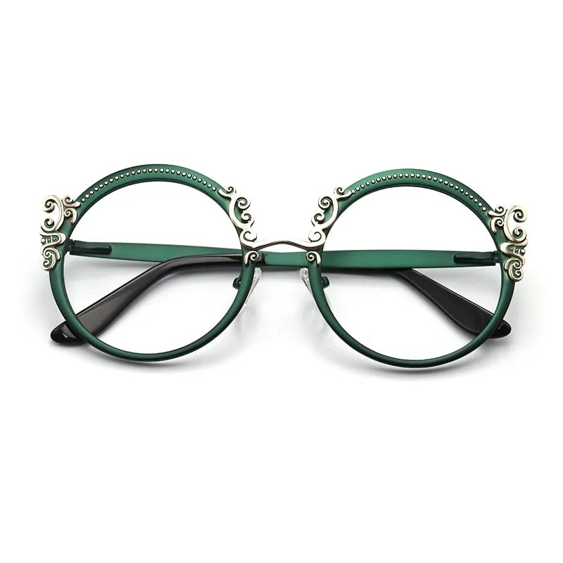 Laoyehui Women's Eyeglasses Round Reading Glasses Black Green Blue Purple