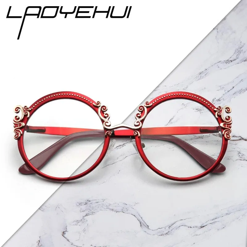 Laoyehui Women's Eyeglasses Round Reading Glasses Black Green Blue Purple