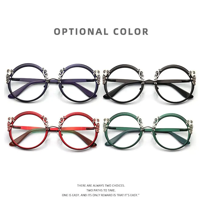 Laoyehui Women's Eyeglasses Round Reading Glasses Black Green Blue Purple