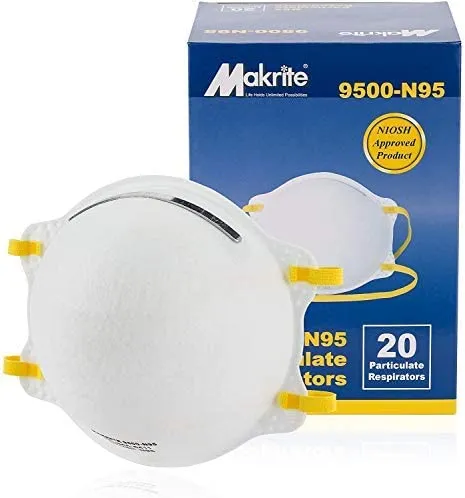 Makrite N95 9500 - SIZE SMALL - 50 Boxes of 20 - MEDICAL USE - NIOSH - head elastic / Gerson-cup style -  $1.5 each