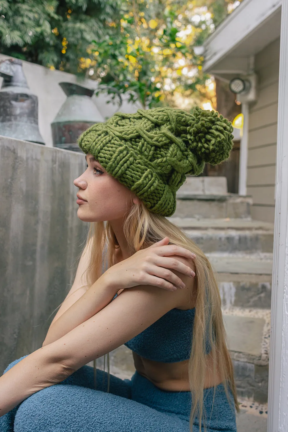 Oversized Chunky Knit Pom Beanie