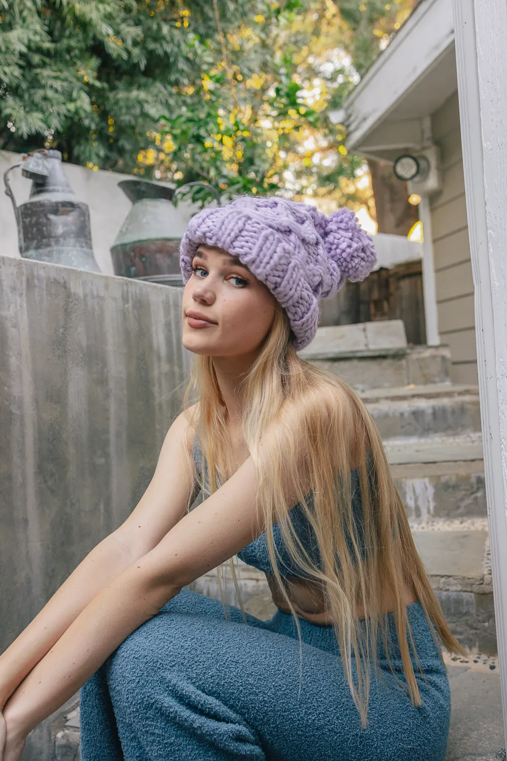 Oversized Chunky Knit Pom Beanie