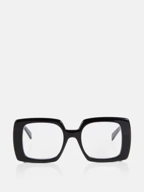 Oversized square black framed glasses