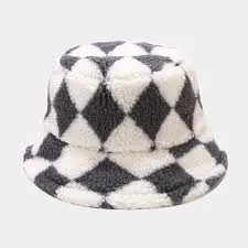 Pattern Faux Fur Fluffy Bucket Hats.