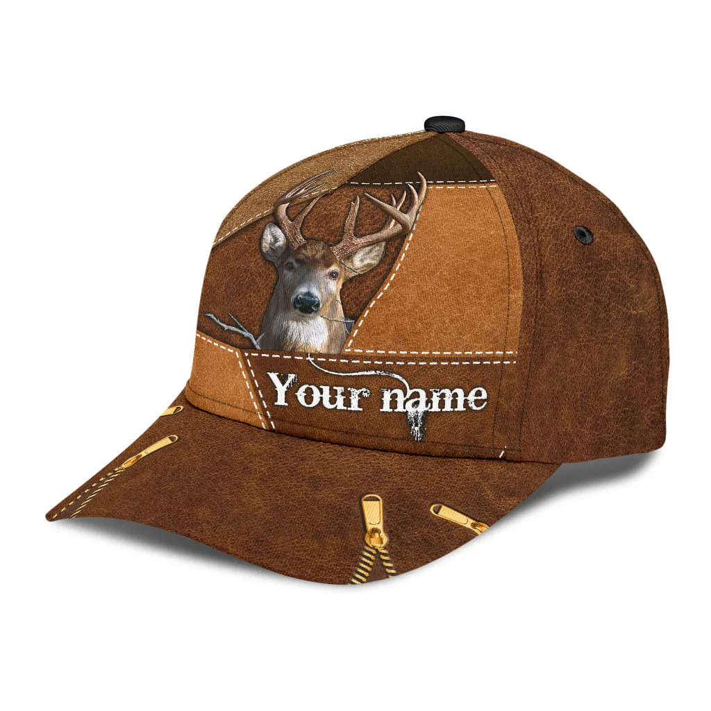 Personalized 3D Classic Cap Hat For Hunter, Baseball Deer Hunting Cap Hat For Grandpa Dad