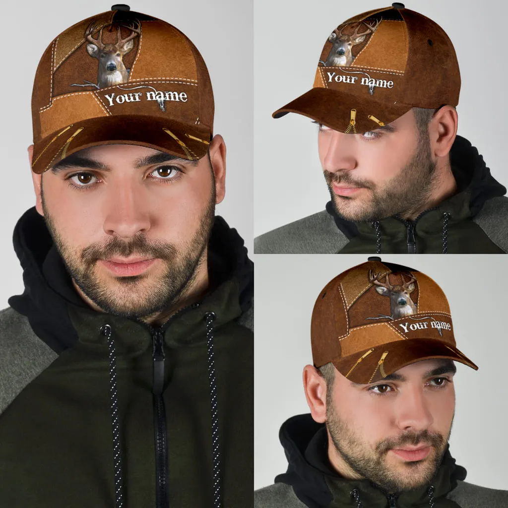 Personalized 3D Classic Cap Hat For Hunter, Baseball Deer Hunting Cap Hat For Grandpa Dad