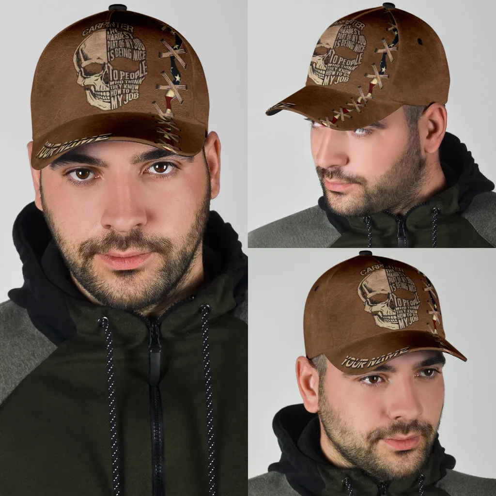 Personalized Name Carpenter Classic Cap Skull Brown Pattern