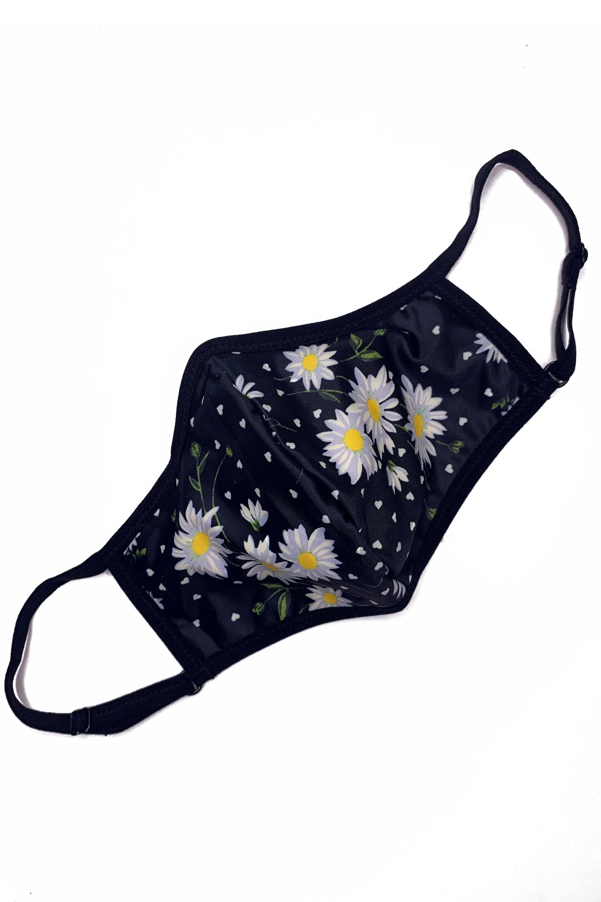 Playful Promises Daisy Print Face Mask Black