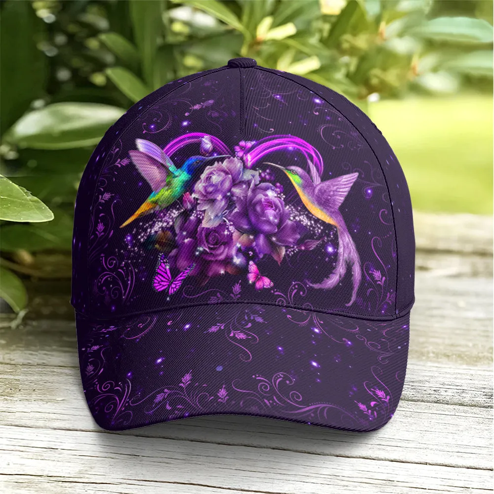 Purple Floral Couple Hummingbird Baseball Cap Coolspod