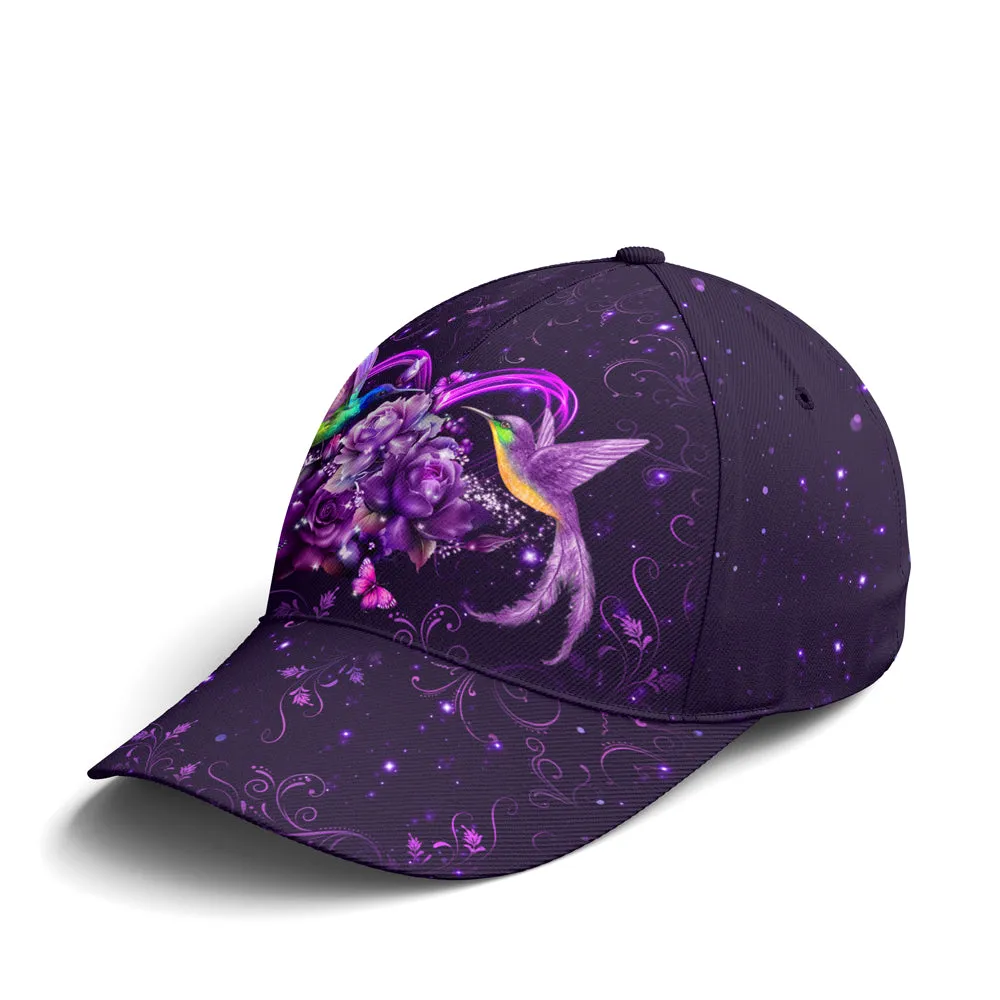 Purple Floral Couple Hummingbird Baseball Cap Coolspod