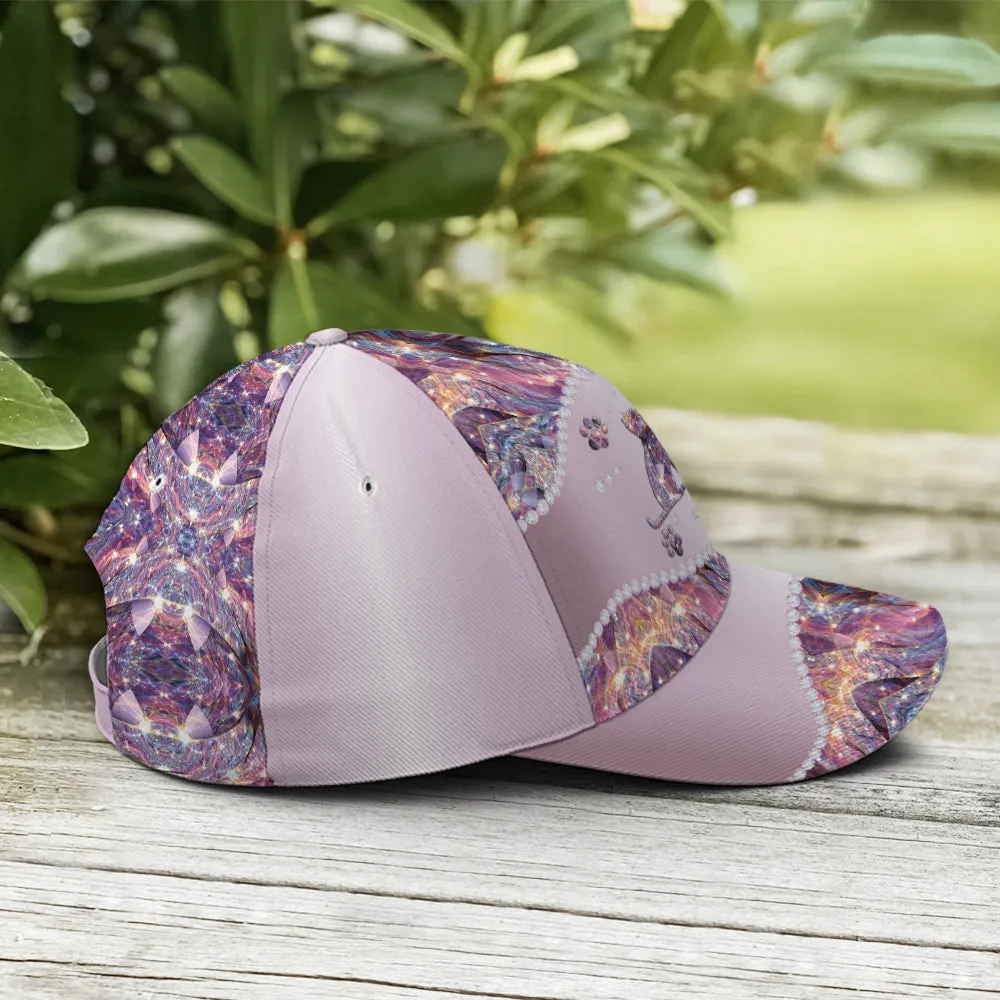 Purple Metallic Style Cat And Butterflies Baseball Cap Coolspod