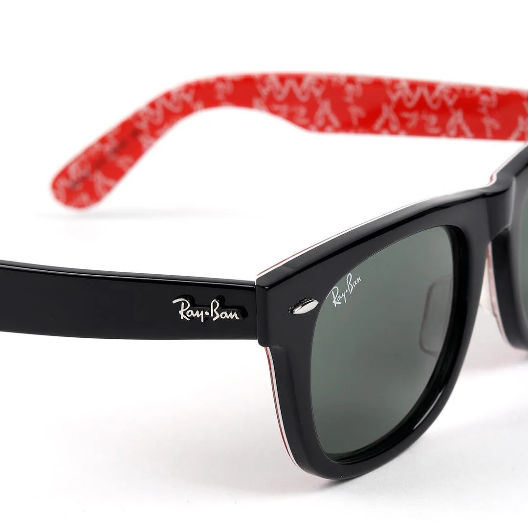 Ray-Ban All Black Wayfarer Full Red Signature Scripted Sunglasses