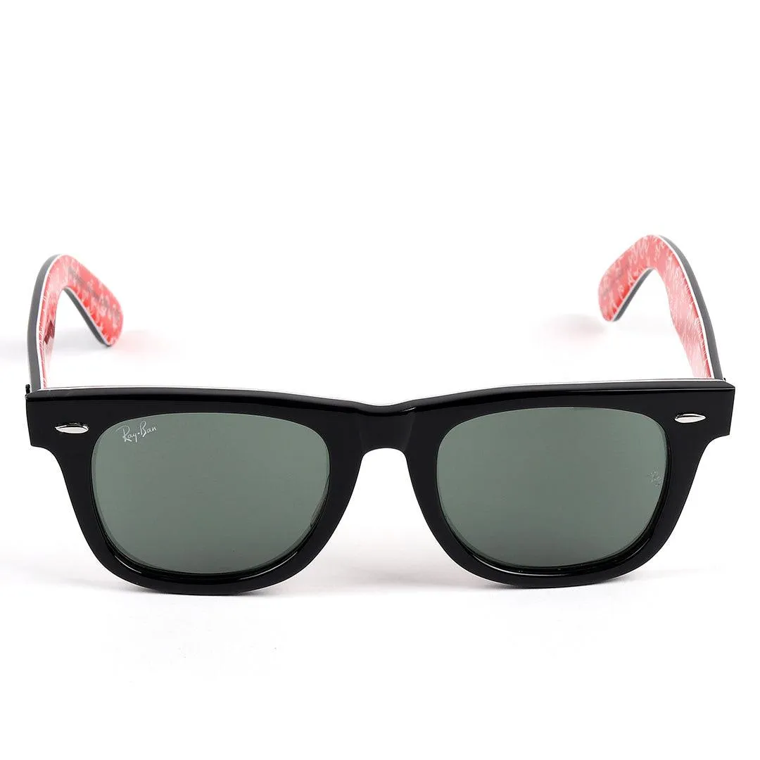 Ray-Ban All Black Wayfarer Full Red Signature Scripted Sunglasses