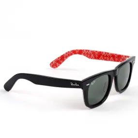 Ray-Ban All Black Wayfarer Full Red Signature Scripted Sunglasses