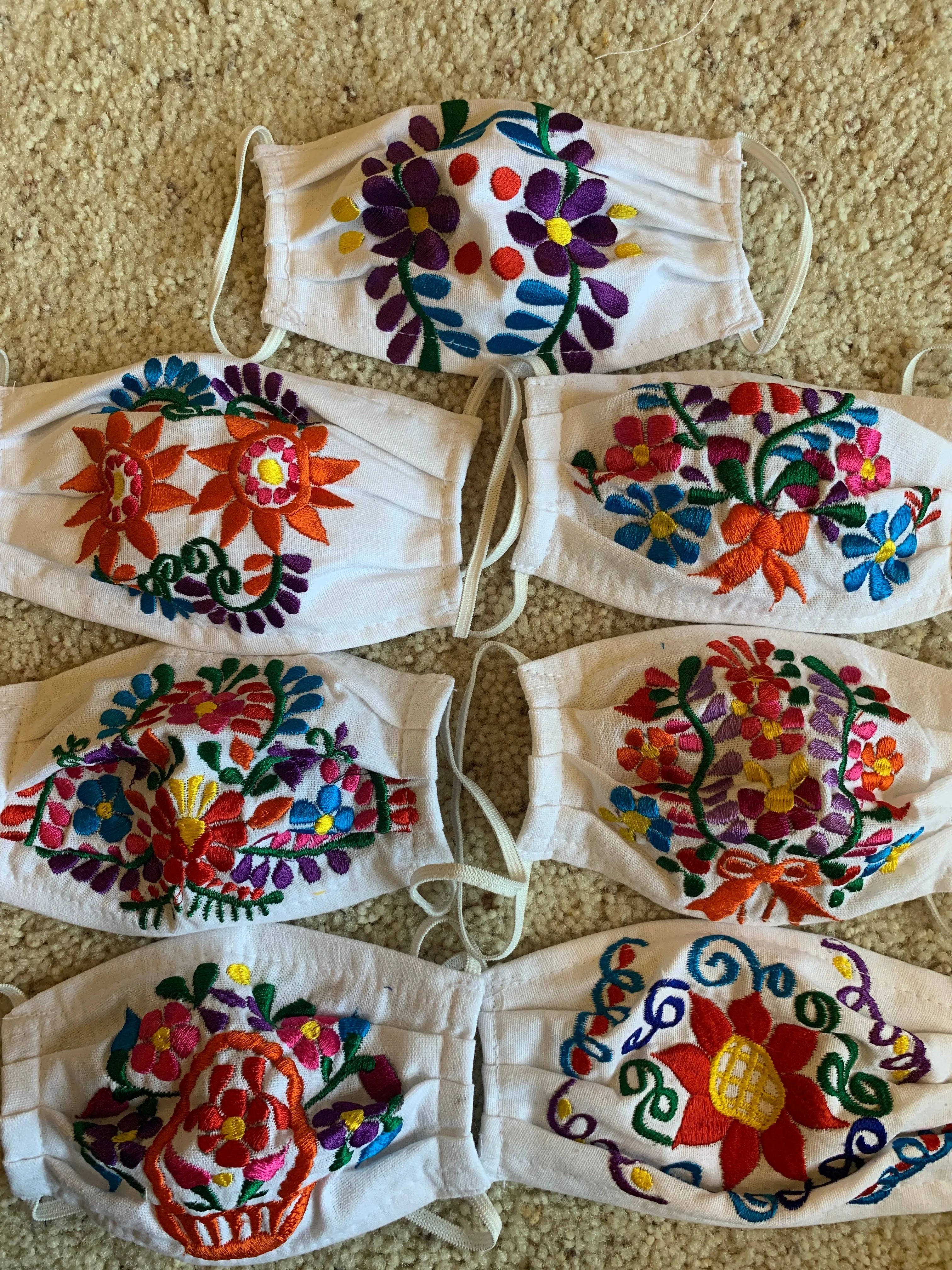 Reusable Embroidered Kid's Size FaceMasks - Floral