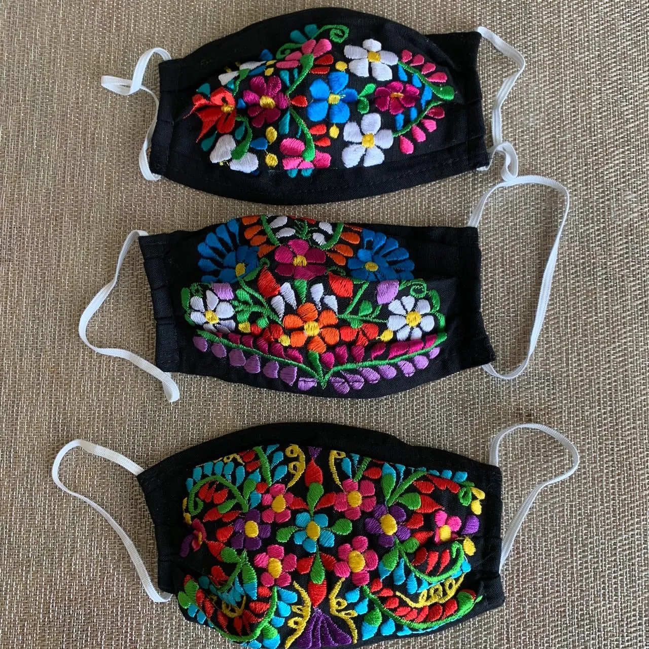 Reusable Embroidered Kid's Size FaceMasks - Floral