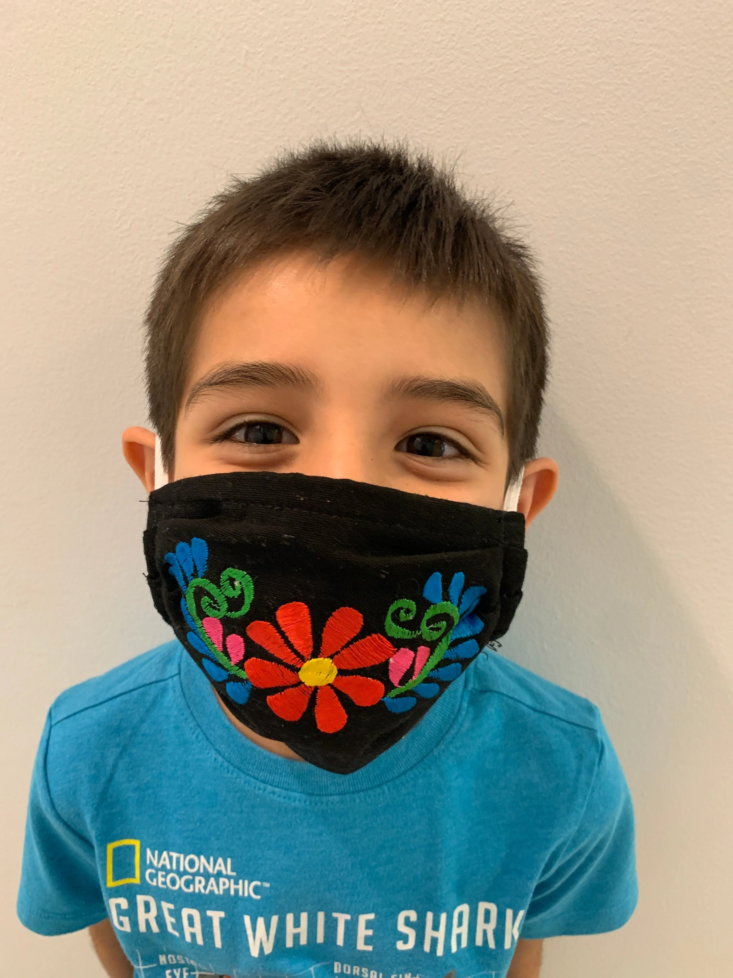 Reusable Embroidered Kid's Size FaceMasks - Floral