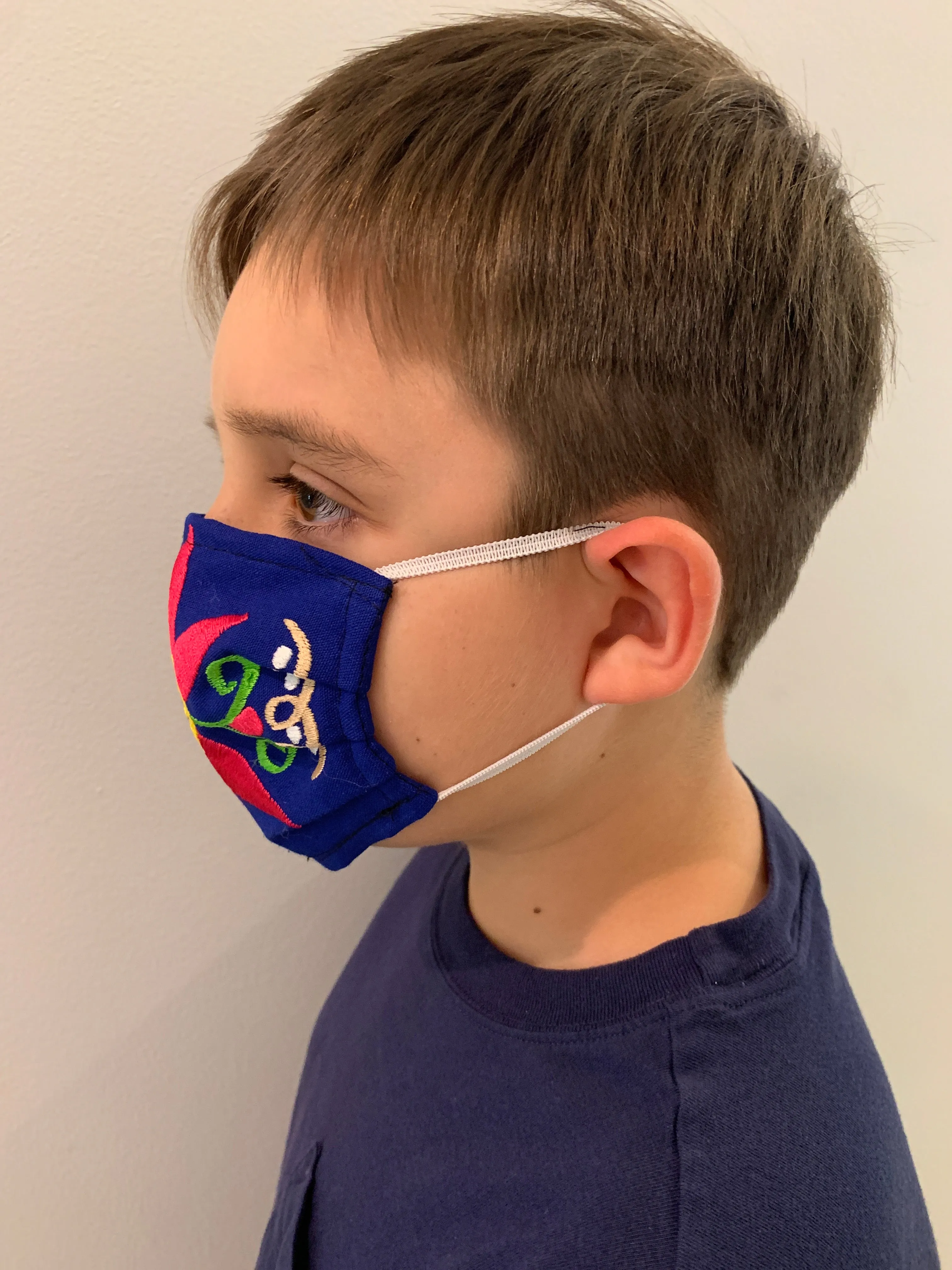 Reusable Embroidered Kid's Size FaceMasks - Floral