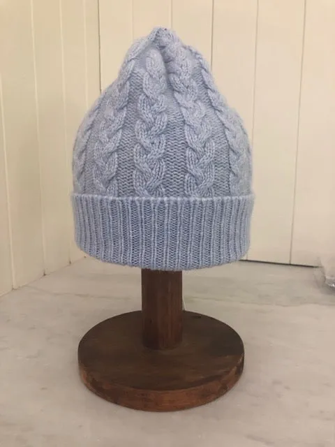 SCA 3-ply Beanies | Powder Blue Cable Knit