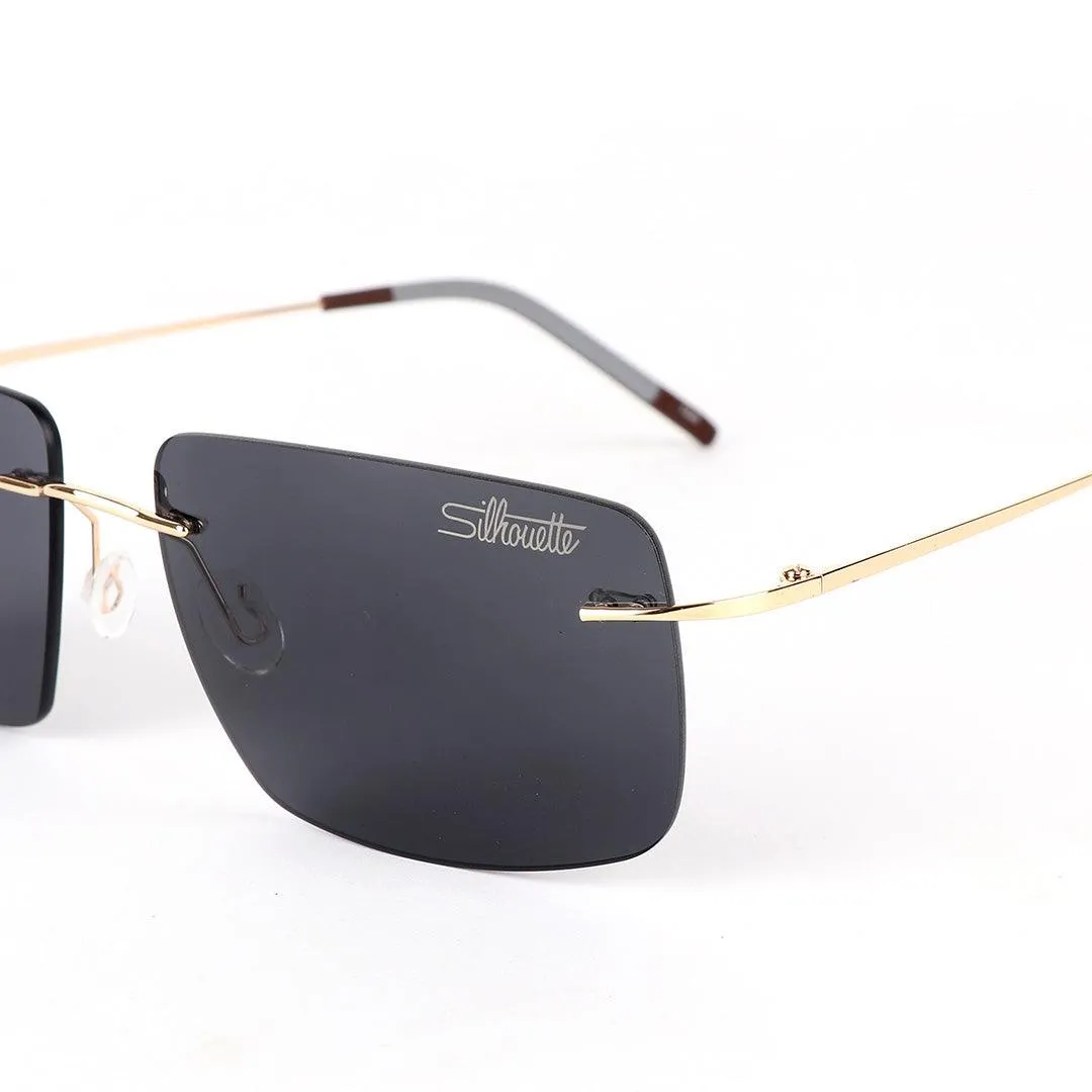 Silhouette Rimless Carbon Gold Hand Sunglasses