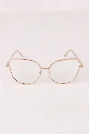 Simple Oversized Clear Lenses Cat Eyed Glasses