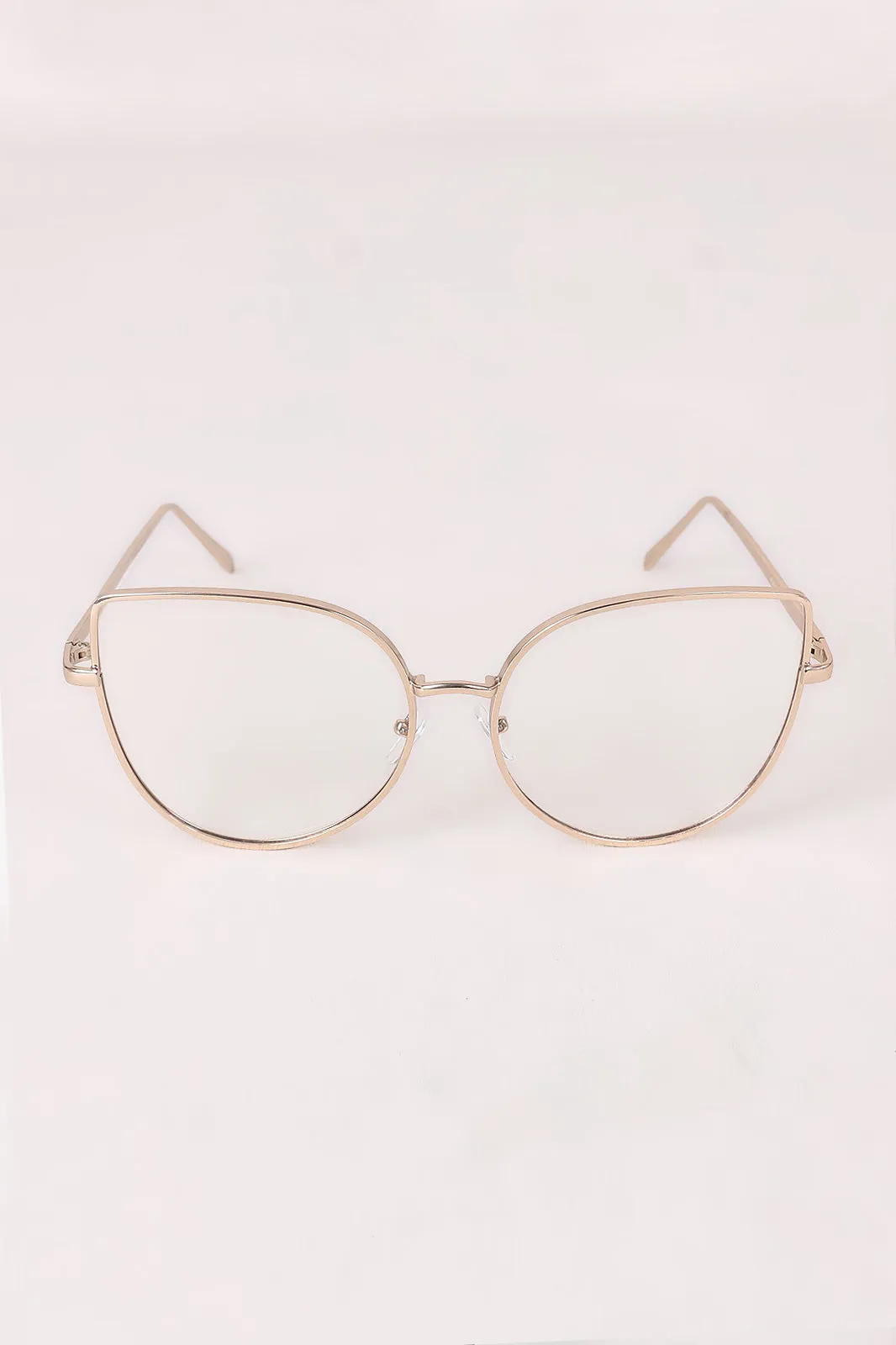 Simple Oversized Clear Lenses Cat Eyed Glasses