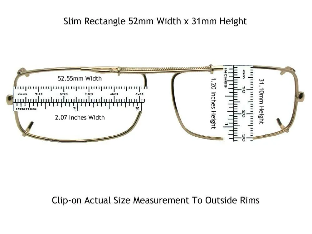 Slim Rectangle Shape Non Polarized Clip-on Sunglasses