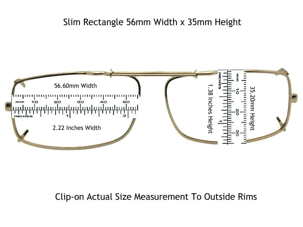 Slim Rectangle Shape Non Polarized Clip-on Sunglasses