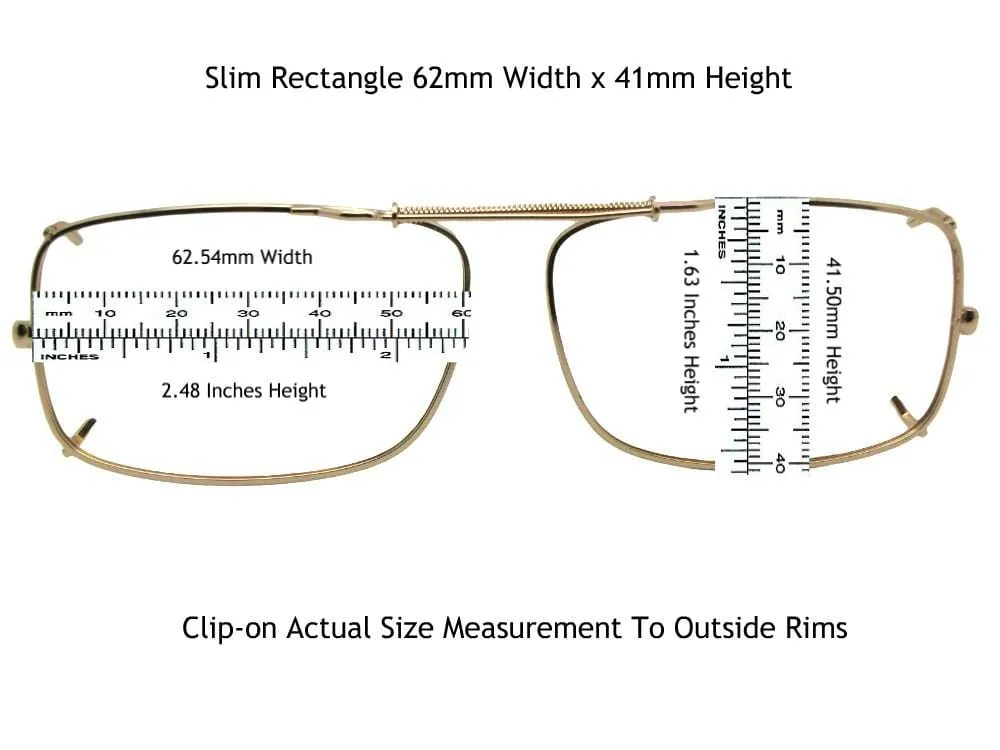 Slim Rectangle Shape Non Polarized Clip-on Sunglasses