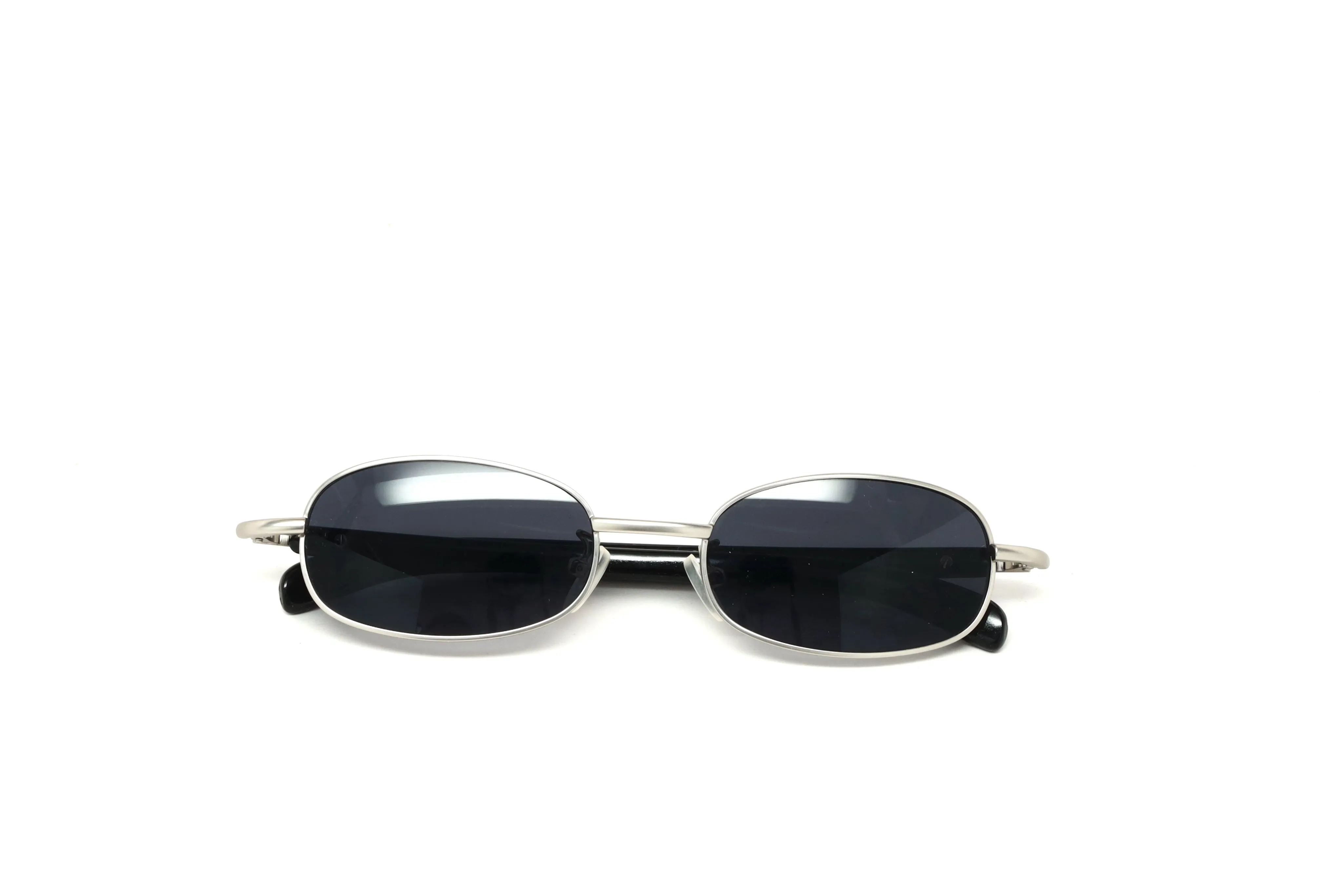 //Style T30// Vintage 90s Small Size Narrow Wraparound Sunglasses - Silver