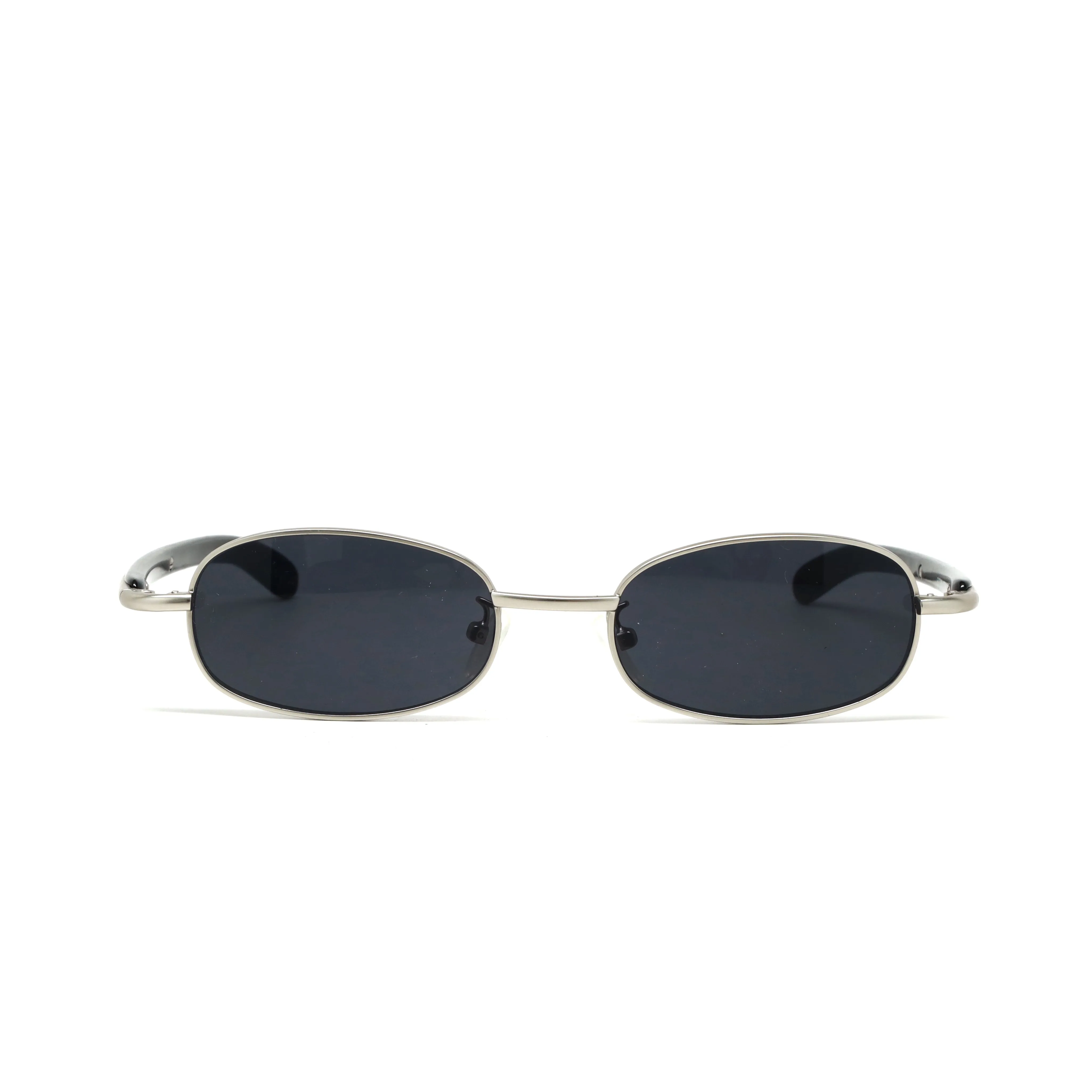 //Style T30// Vintage 90s Small Size Narrow Wraparound Sunglasses - Silver