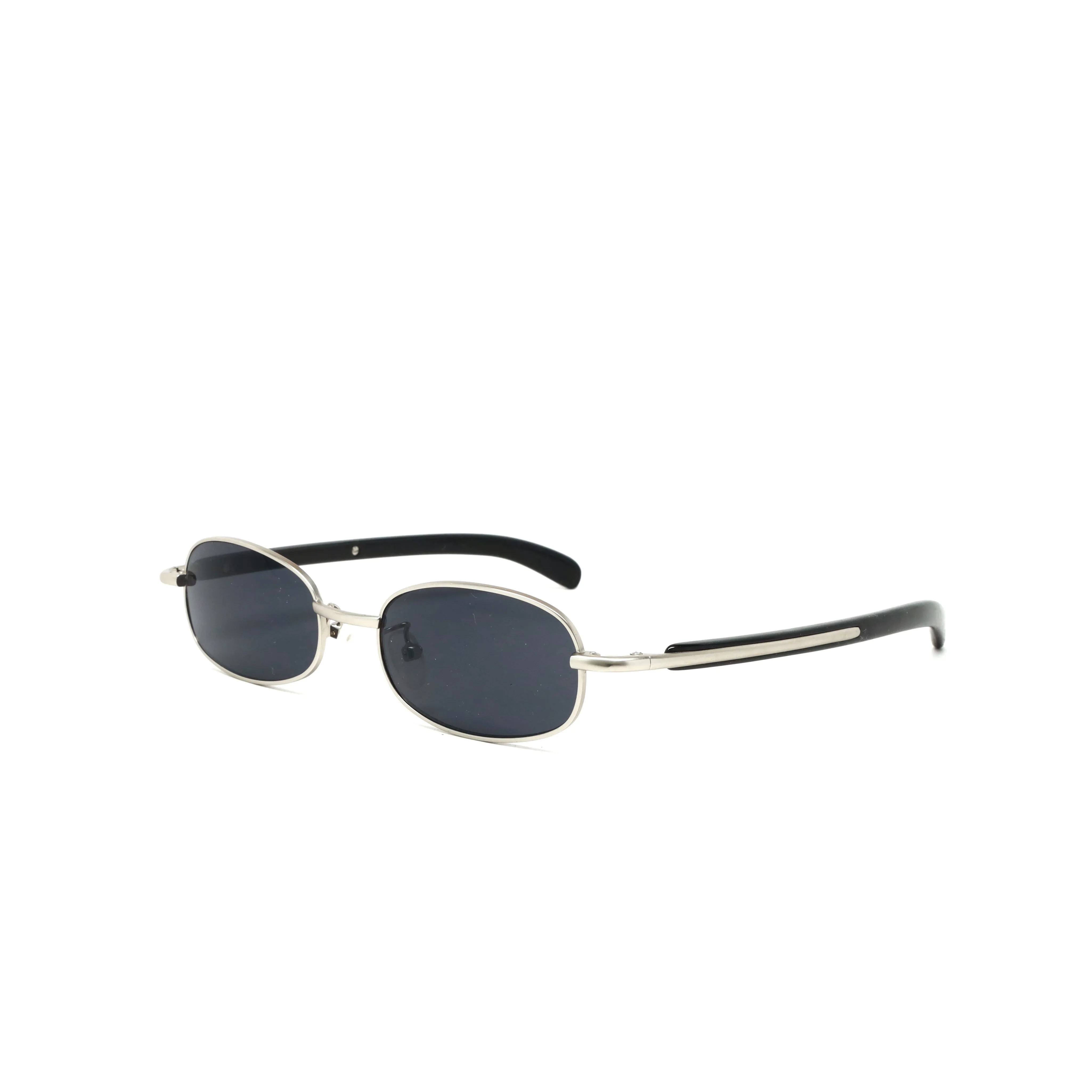 //Style T30// Vintage 90s Small Size Narrow Wraparound Sunglasses - Silver