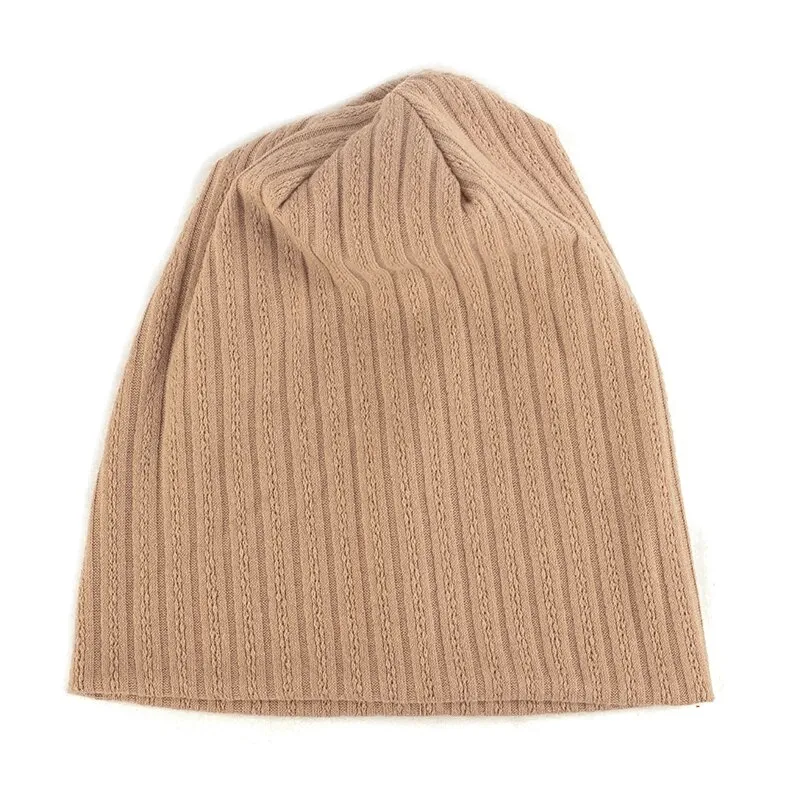 Stylish Women's Decorative Pattern Stripes Soft Beanie - SF1658