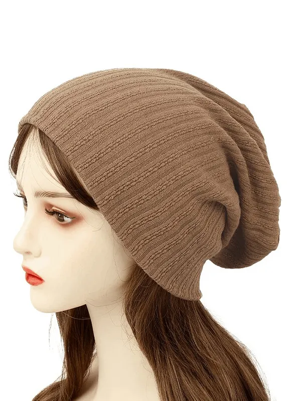 Stylish Women's Decorative Pattern Stripes Soft Beanie - SF1658