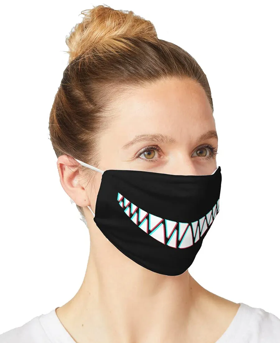 SXV Beautiful Smile with Sharp Demon Teeth_ Mask Printed unisex cotton Face mask For Face (Pack of 3)