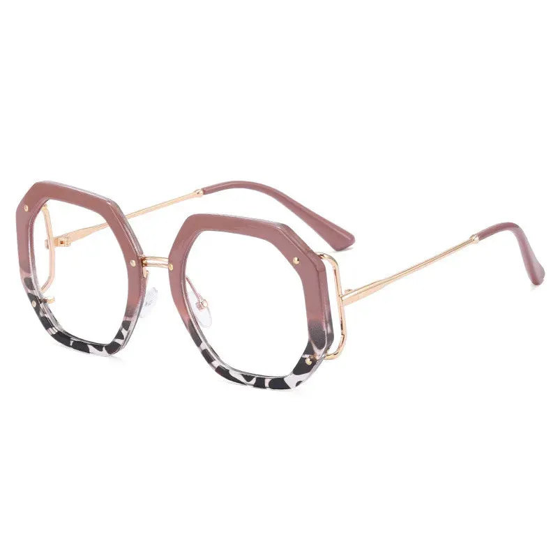 VAIGE Oversized Square Anti Blue Light Glasses - High-Quality Stainless Steel Frame with Clear Poly Styrene Lenses (Lens Width: 54mm, Height: 52mm)