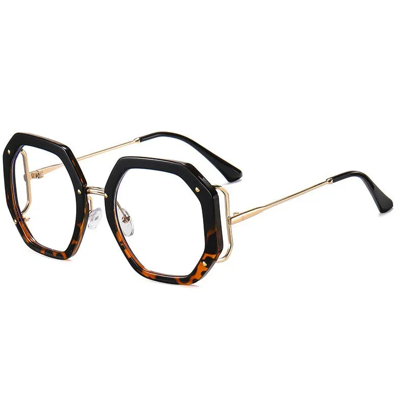 VAIGE Oversized Square Anti Blue Light Glasses - High-Quality Stainless Steel Frame with Clear Poly Styrene Lenses (Lens Width: 54mm, Height: 52mm)