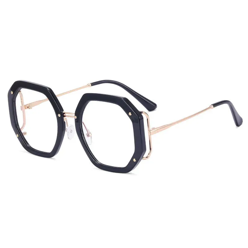 VAIGE Oversized Square Anti Blue Light Glasses - High-Quality Stainless Steel Frame with Clear Poly Styrene Lenses (Lens Width: 54mm, Height: 52mm)