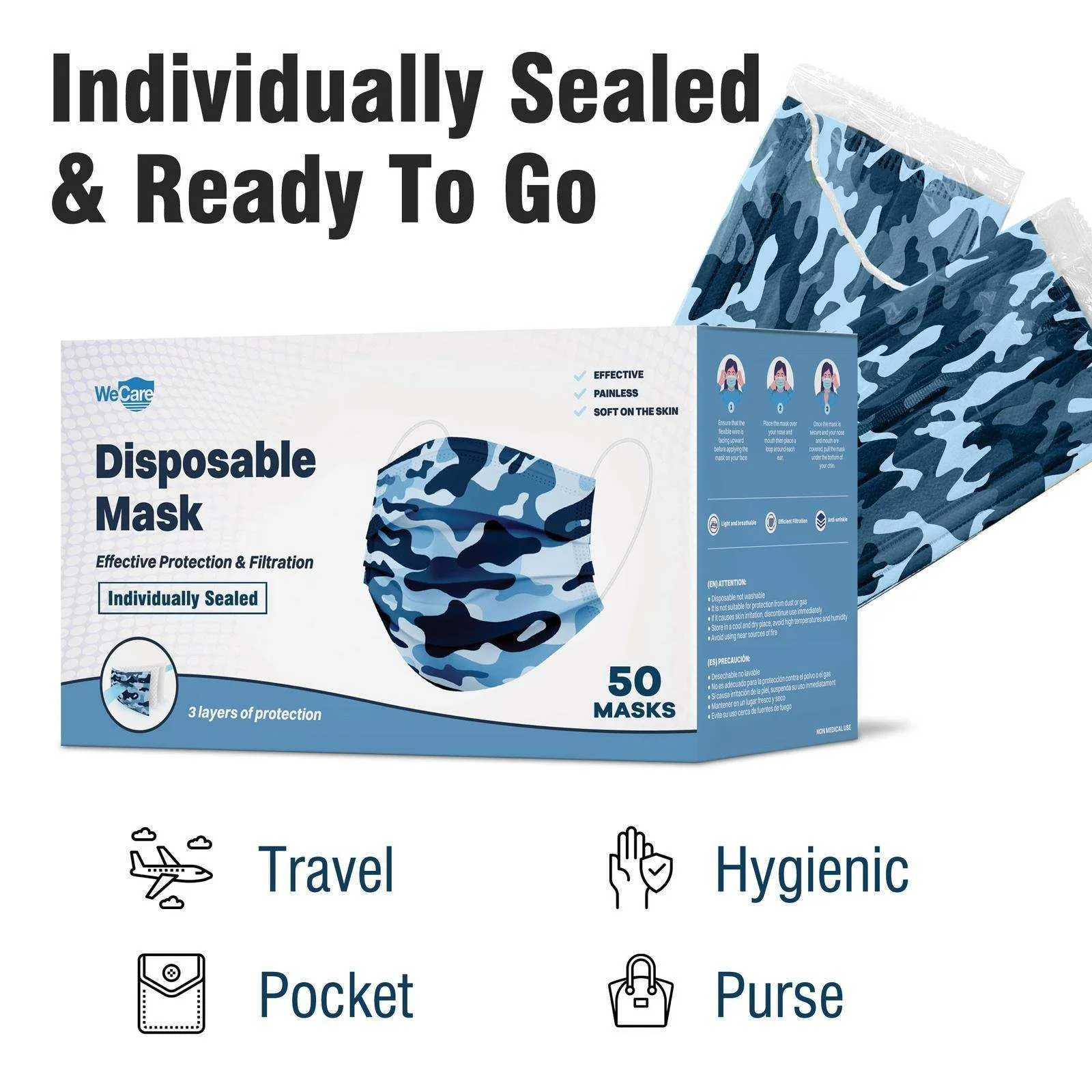 WeCare Blue Camo Masks