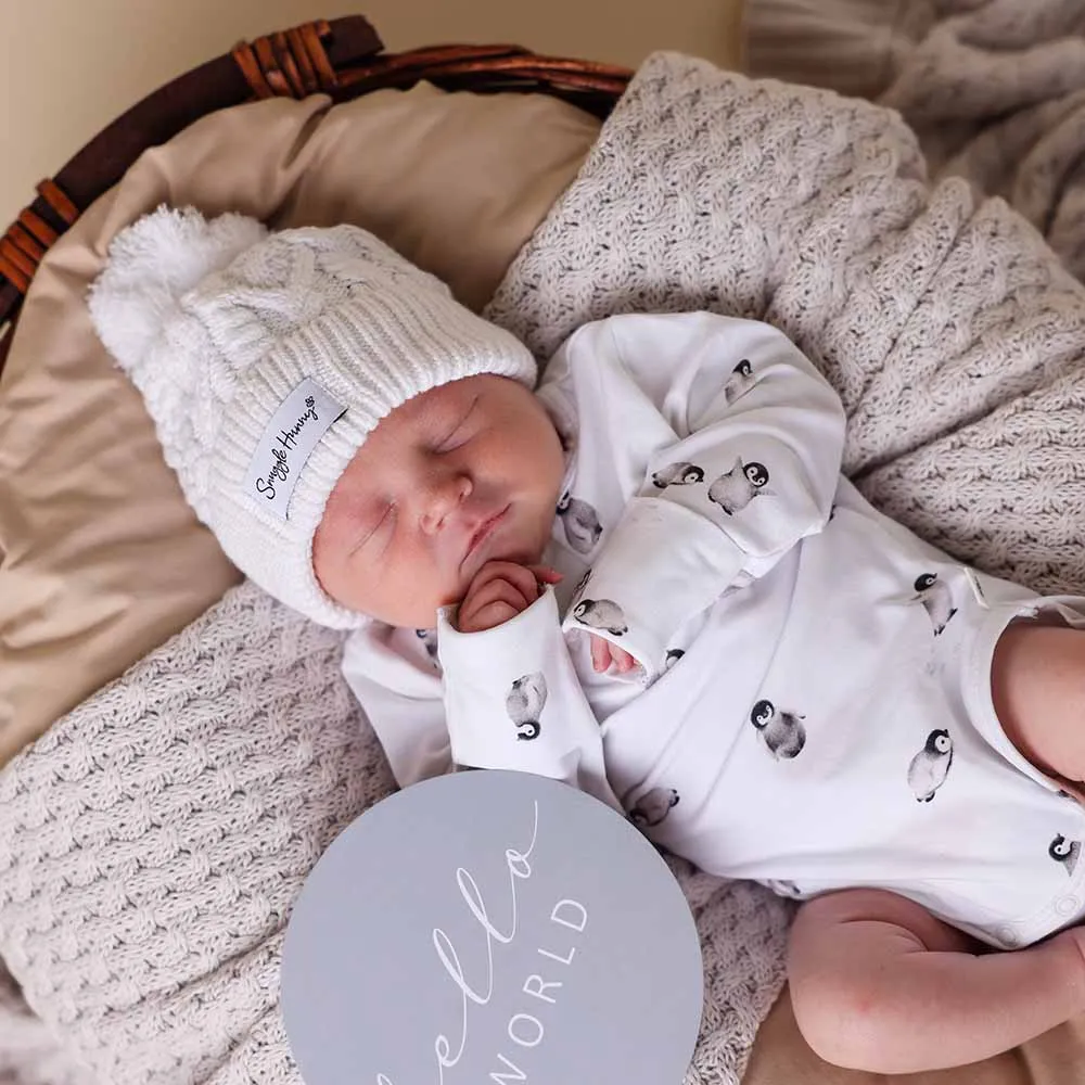 White Organic Knit Beanie