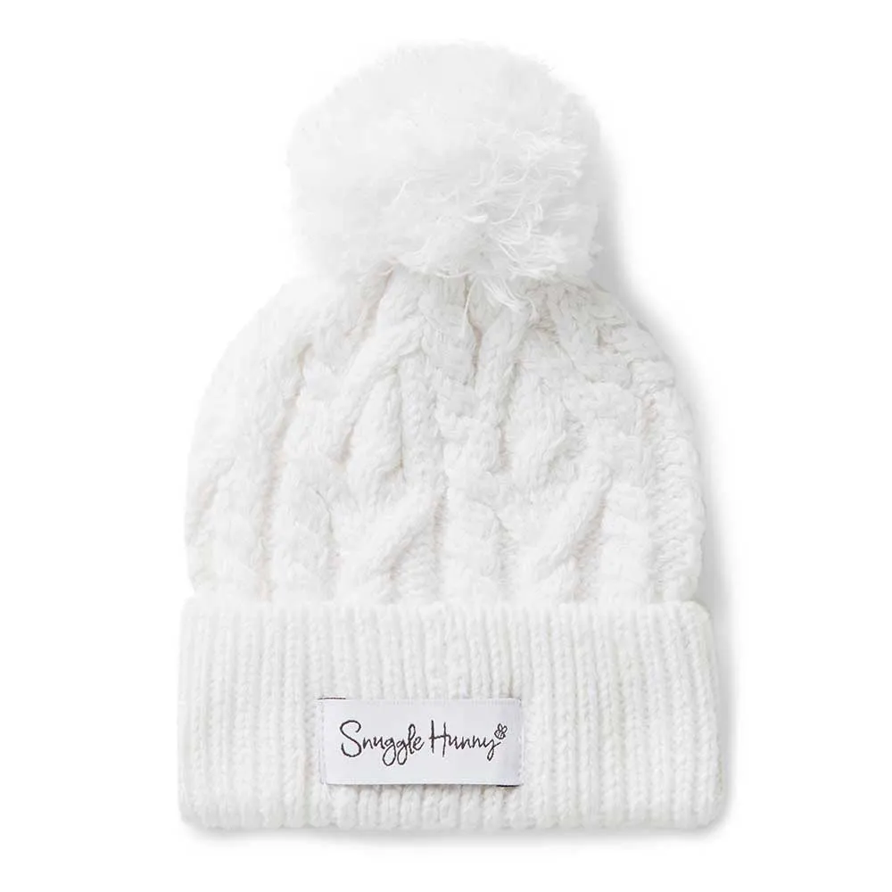 White Organic Knit Beanie