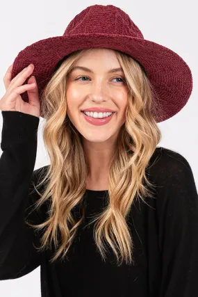 Winter Adventures Burgundy Knit Fedora