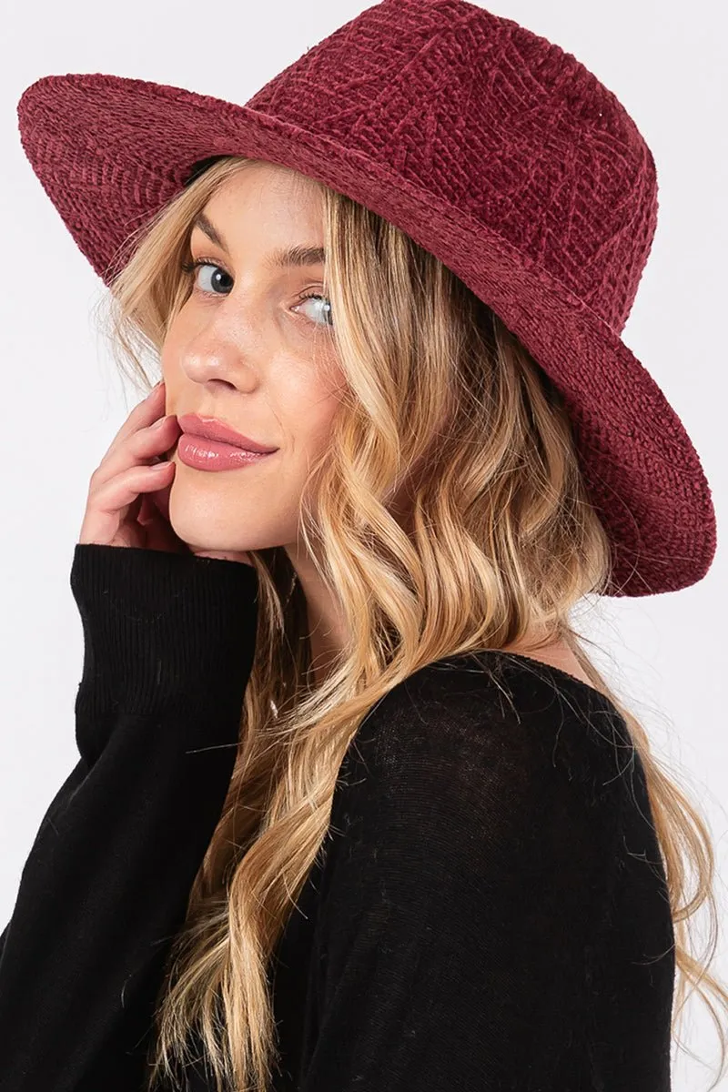 Winter Adventures Burgundy Knit Fedora