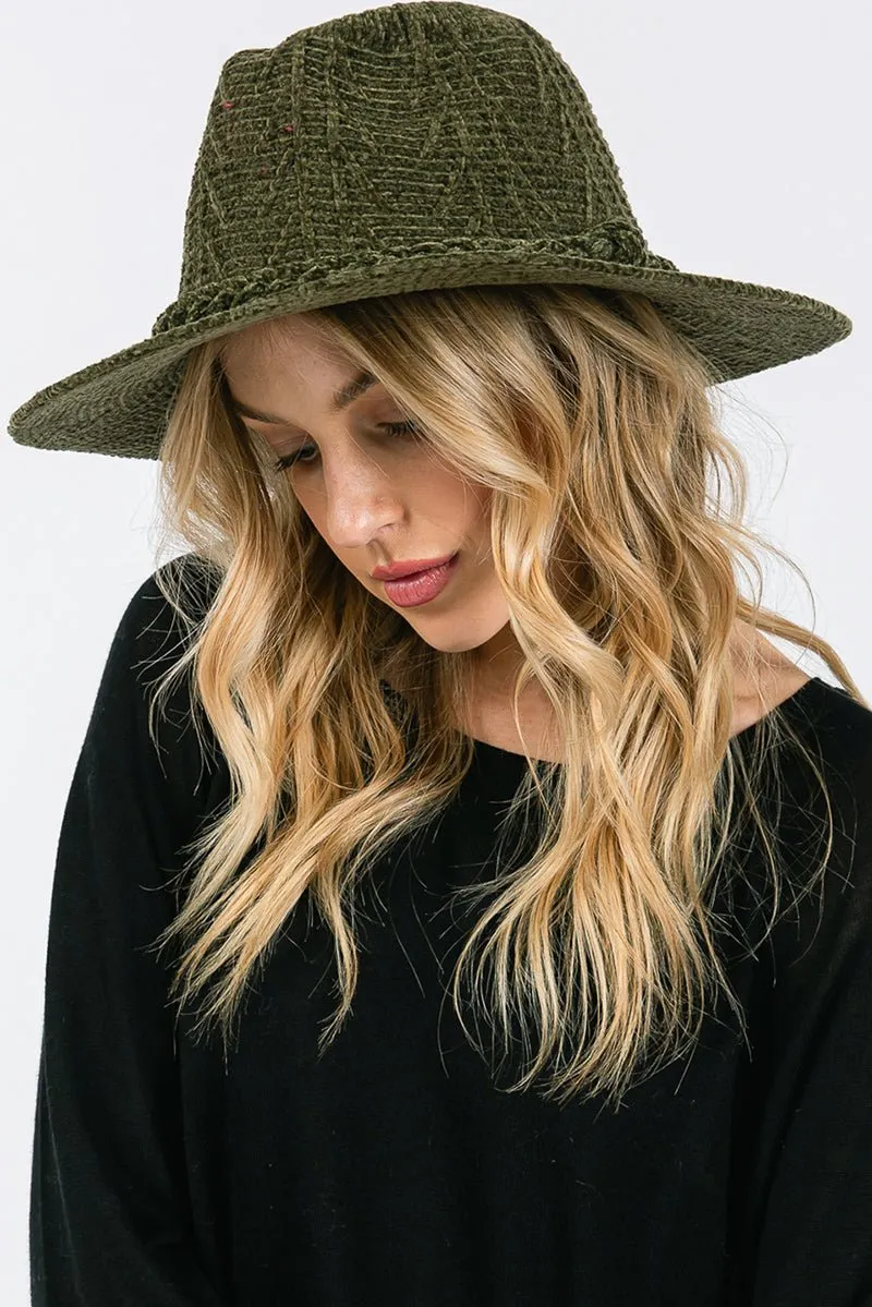 Winter Adventures Olive Knit Fedora