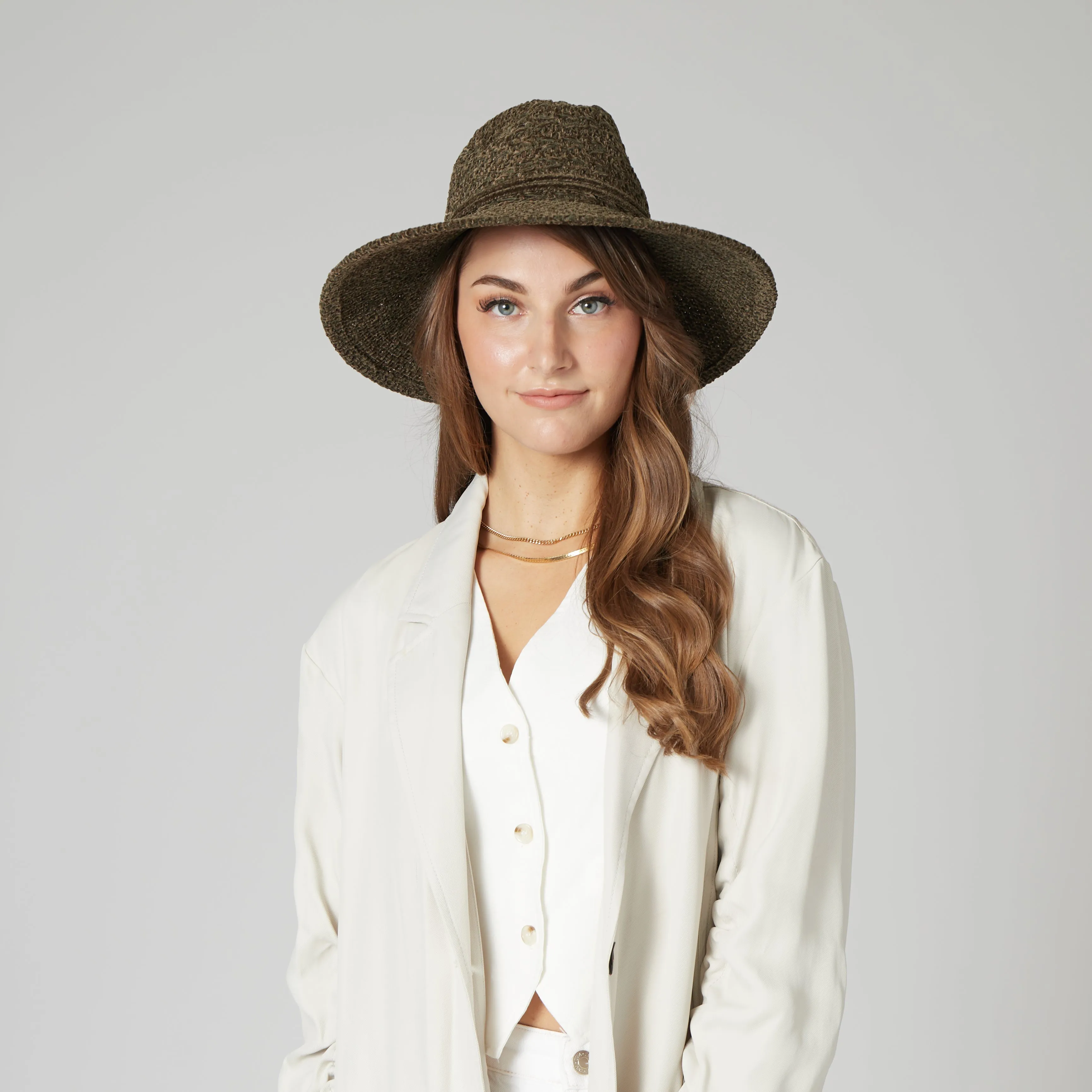 Women's Chenille Knit Wide Brim Fedora