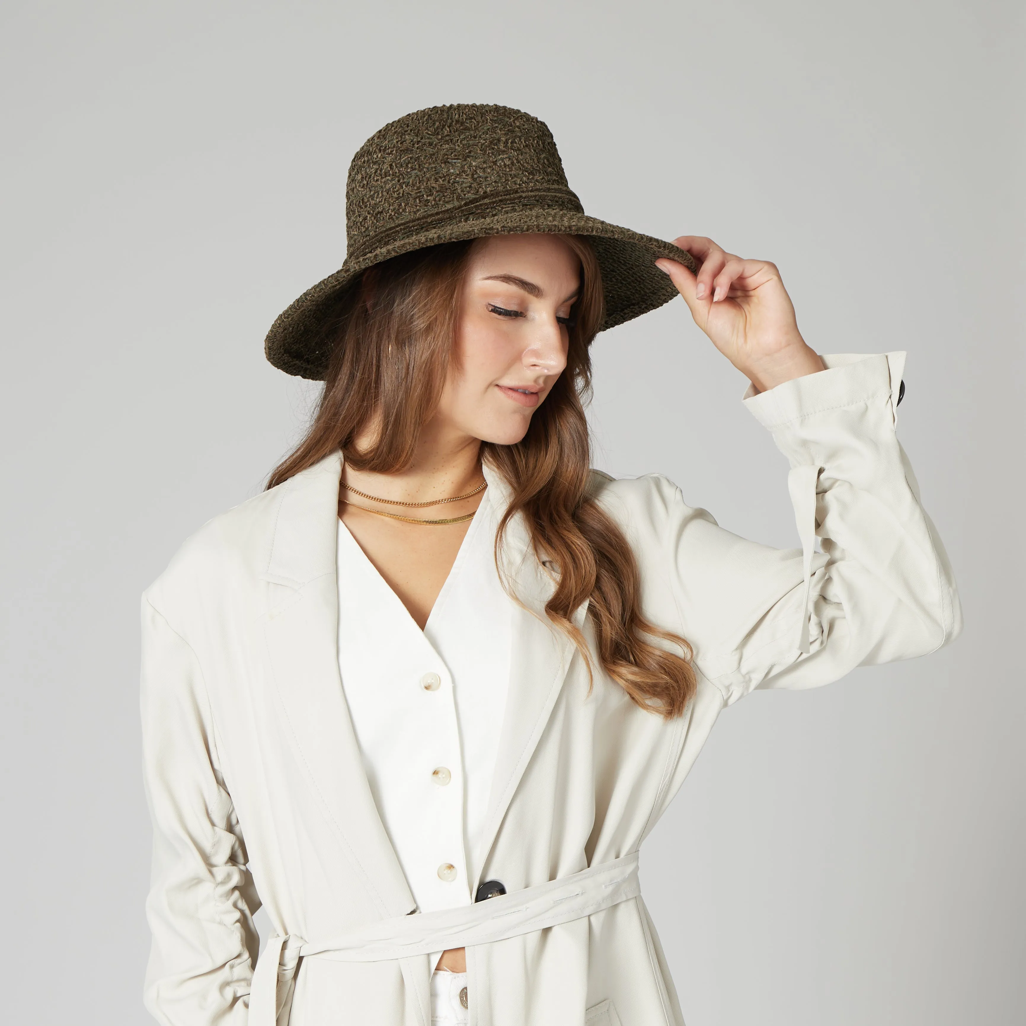 Women's Chenille Knit Wide Brim Fedora