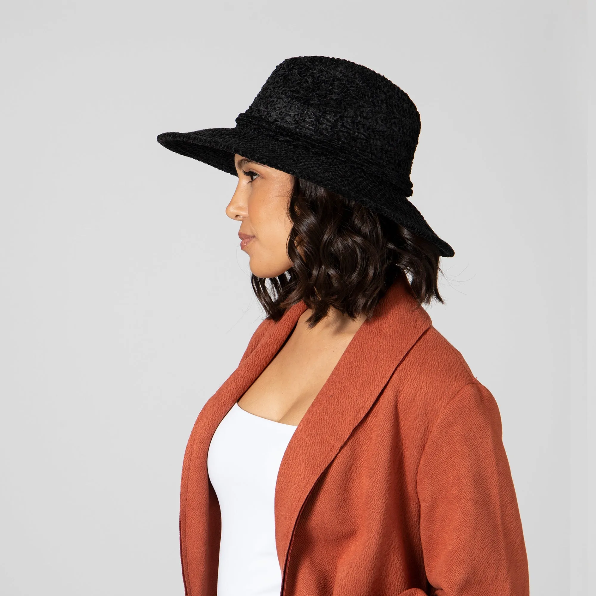 Women's Chenille Knit Wide Brim Fedora